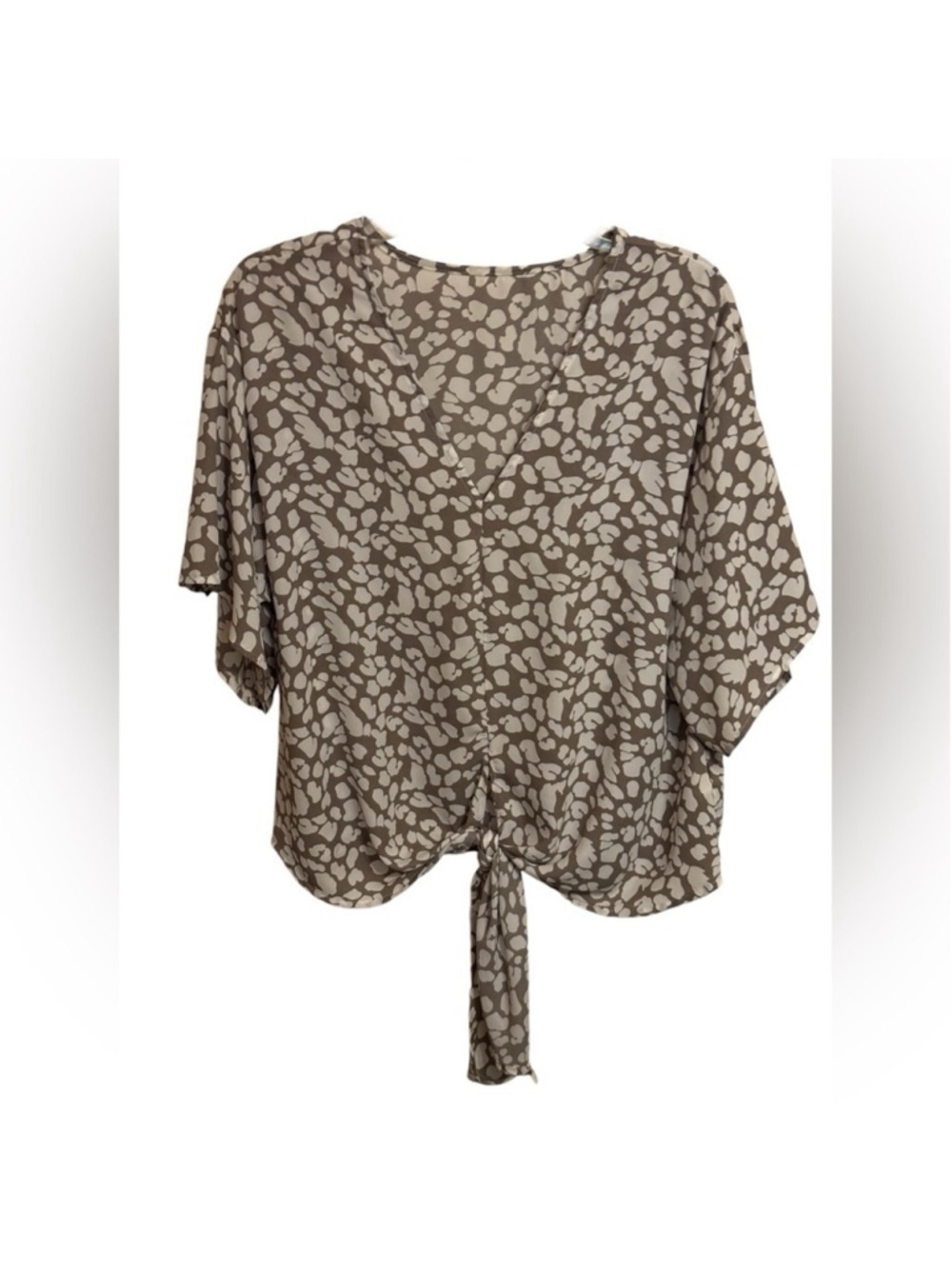 SHEIN Leopard Print Boho Front Knot Tie Women’s Top Size Medium - Picture 2 of 6